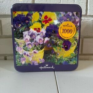 Hallmark Collectible Tin 1000 Pieces Factory Sealed Puzzle Purple Iris Flowers